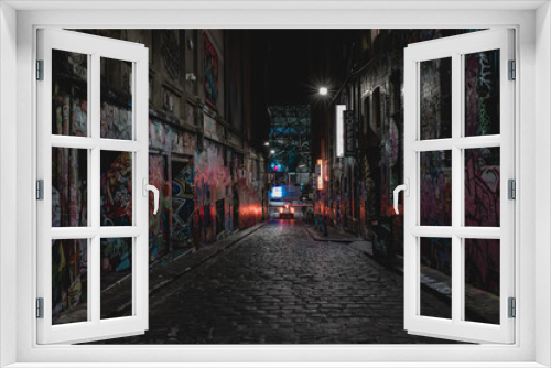 Fototapeta Naklejka Na Ścianę Okno 3D - HOSIER LANE night time - FA 