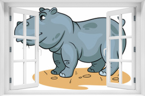 Fototapeta Naklejka Na Ścianę Okno 3D - Animal character funny hippo in cartoon style.