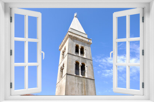 Fototapeta Naklejka Na Ścianę Okno 3D - Bell tower of Parrish church of the nativity of the virgin at Mali Losinj, Croatia