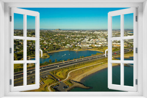 Fototapeta Naklejka Na Ścianę Okno 3D - ニュージーランドのオークランドをドローンで撮影した空撮写真 Aerial photo of Auckland, New Zealand taken by drone.
