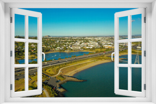 Fototapeta Naklejka Na Ścianę Okno 3D - ニュージーランドのオークランドをドローンで撮影した空撮写真 Aerial photo of Auckland, New Zealand taken by drone.