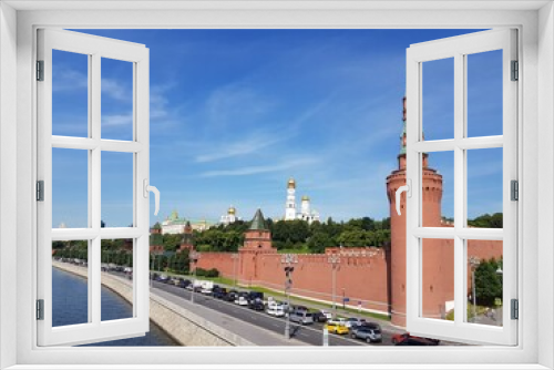 Stone walls and towers of the Moscow Kremlin