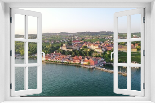 Fototapeta Naklejka Na Ścianę Okno 3D - Cityscape of Meersburg at Lake Constance, Germany while golden hour