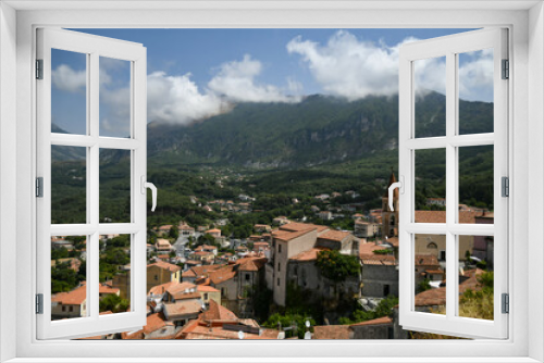 Panoramic view of Maratea, a medieval town in the Basilicata region, Italy.