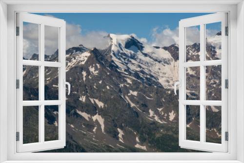 Fototapeta Naklejka Na Ścianę Okno 3D - Panoramic view of Monte Rosa from Pass of Monte Moro in Piedmont, Italian alps