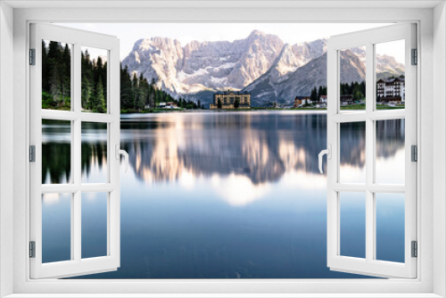 Fototapeta Naklejka Na Ścianę Okno 3D - Beautiful view from Lake Misurina, in Italy, with the Crystal Mount on the background