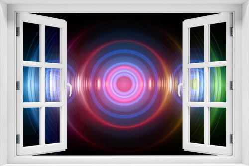 Fototapeta Naklejka Na Ścianę Okno 3D - Sound waves oscillating dark light