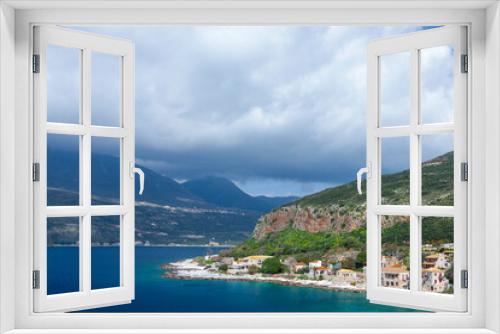 Fototapeta Naklejka Na Ścianę Okno 3D - Limeni village, panoramic view of one of the most picturesque traditional settlements of the famous Mani region, a historic and most beautiful region in Laconia, Peloponnese, Greece, Europe. 