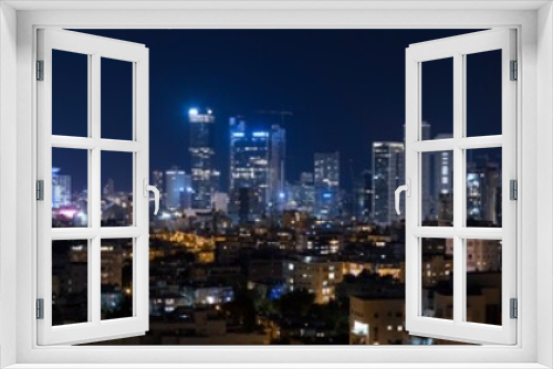Fototapeta Naklejka Na Ścianę Okno 3D - Tel Aviv And Ramat Gan Skyline At Night,  Tel Aviv Cityscape, Israel