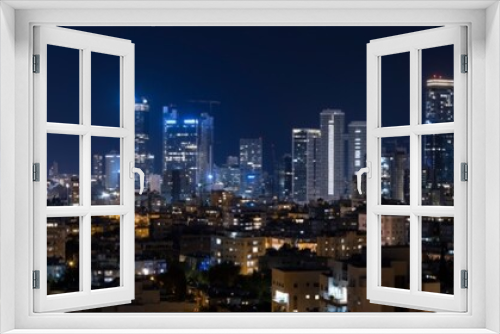 Fototapeta Naklejka Na Ścianę Okno 3D - Tel Aviv And Ramat Gan Skyline At Night,  Tel Aviv Cityscape, Israel