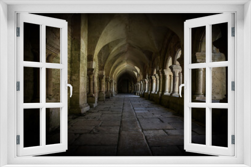 Fototapeta Naklejka Na Ścianę Okno 3D - the archade of the fontenay abbey on the town of Montbard
