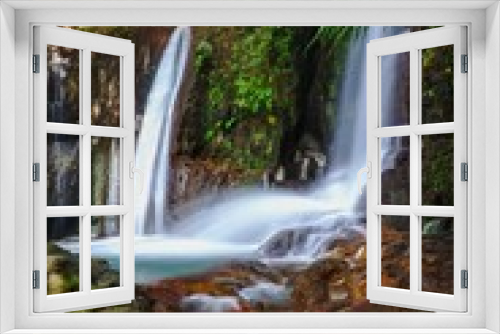 Fototapeta Naklejka Na Ścianę Okno 3D - Curug cisanca. Beautiful waterfalls of Subang west java. vertical orientation for smartphone wallpaper. 