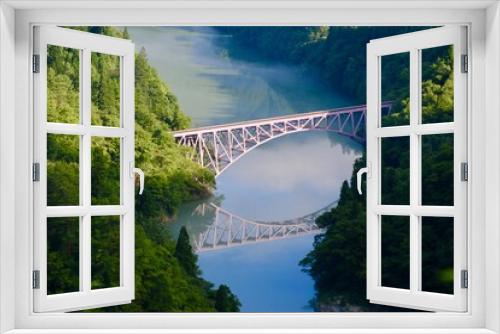 Fototapeta Naklejka Na Ścianę Okno 3D - 只見線・第1橋梁（福島県・三島町）