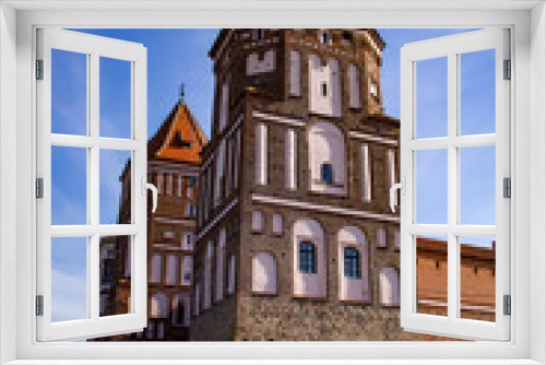 Fototapeta Naklejka Na Ścianę Okno 3D - Old beautiful medieval castle fortress with towers. Ancient european architecture