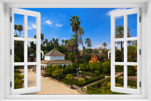 Fototapeta Naklejka Na Ścianę Okno 3D - Real Alcazar Gardens in Seville Spain