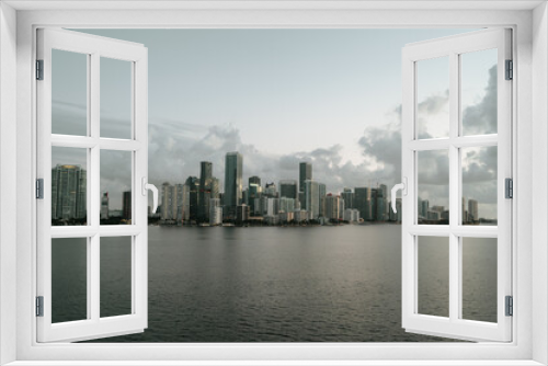 Fototapeta Naklejka Na Ścianę Okno 3D - city skyline at sunset urban real state apartments Miami Florida 