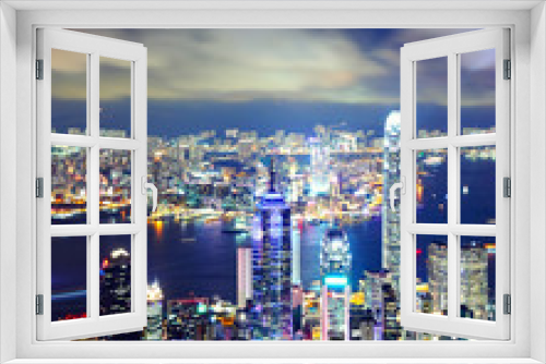 Fototapeta Naklejka Na Ścianę Okno 3D - Hong Kong city at night