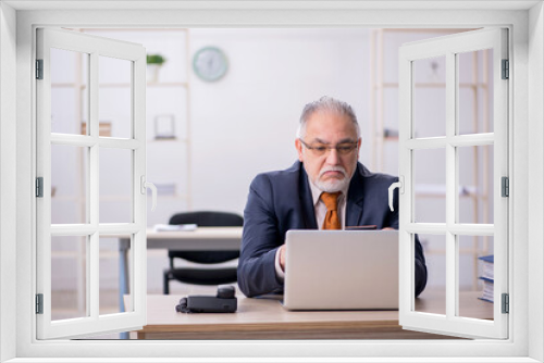 Aged male employee working in the office