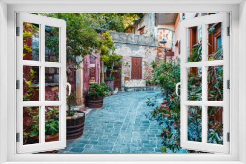 Fototapeta Naklejka Na Ścianę Okno 3D - Scenic picturesque streets of Chania venetian town. Chania, Creete, Greece
