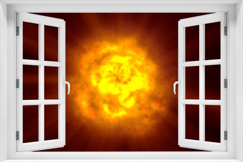 Fototapeta Naklejka Na Ścianę Okno 3D - fire flame ball explosion in space, illustration