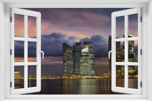 Fototapeta Naklejka Na Ścianę Okno 3D - Singapore City Skyline at Sunset Panorama