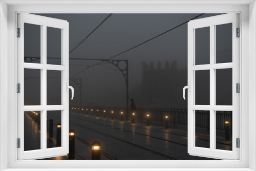Fototapeta Naklejka Na Ścianę Okno 3D - Lonely human and fog