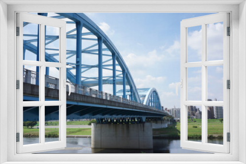 Fototapeta Naklejka Na Ścianę Okno 3D - 多摩川の丸子橋と武蔵小杉の景色