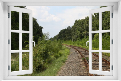 Fototapeta Naklejka Na Ścianę Okno 3D - The railway in the forest