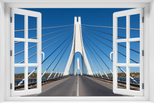 Fototapeta Naklejka Na Ścianę Okno 3D - Suspension bridge and one of the largest suspension bridges in Portugal.
Sunny day, travel concept