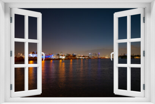 Fototapeta Naklejka Na Ścianę Okno 3D - Miami city night skyline. Miami cityscape at night.