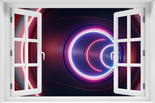 Fototapeta Naklejka Na Ścianę Okno 3D - Red Light Metallic VJ Tunnel 3D Rendering