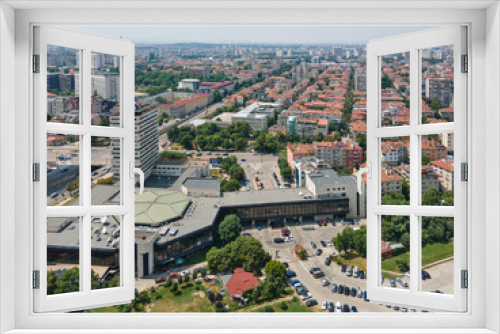 Fototapeta Naklejka Na Ścianę Okno 3D - Aerial view of city of Sofia near National Palace of Culture, Bulgaria