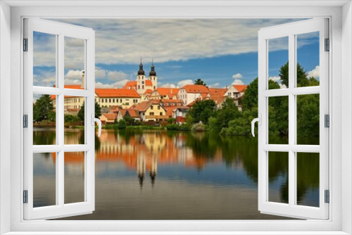The beautiful Czech town of Telc in summer. Very popular tourist place with beautiful old architecture protected by UNESCO.