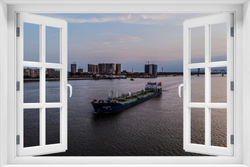 Fototapeta Naklejka Na Ścianę Okno 3D - a ship on the volga in astrakhan