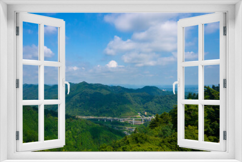 Fototapeta Naklejka Na Ścianę Okno 3D - 夏の高尾山　展望台からの風景　八王子JCT