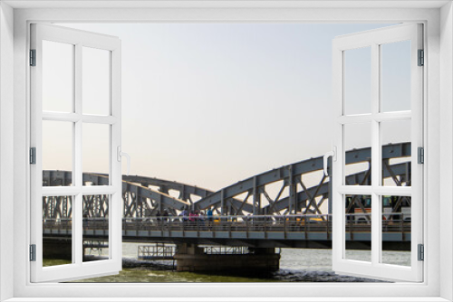 Fototapeta Naklejka Na Ścianę Okno 3D - Saint Louis bridge over the river - Senegal
