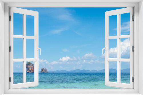 Fototapeta Naklejka Na Ścianę Okno 3D - Beautiful beach and tropical sea at krabi, Thailand. Wide landscape for web banner.