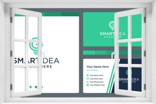 smart idea with shape lamp bulb and initials letter G. business card design template. vector premium