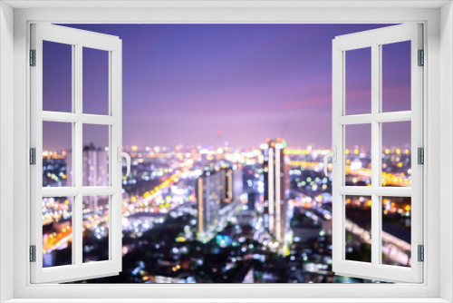 Fototapeta Naklejka Na Ścianę Okno 3D - Blurred Photo, cityscape at twilight time