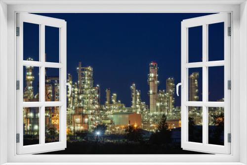 Fototapeta Naklejka Na Ścianę Okno 3D - Twilight scene of oil refinery plant and power plant of Petrochemistry