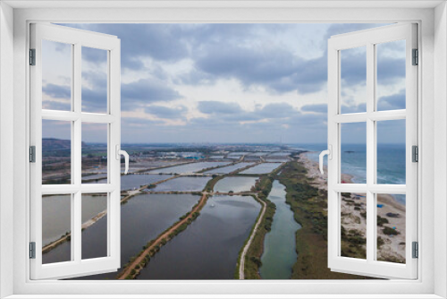 Fototapeta Naklejka Na Ścianę Okno 3D - Aerial view of fishing farm in Israel near Mediterranean Sea