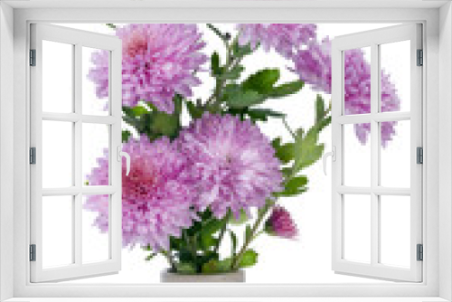 Fototapeta Naklejka Na Ścianę Okno 3D - minimalistic  bouquet  - mini pink chrysanthemums flowers