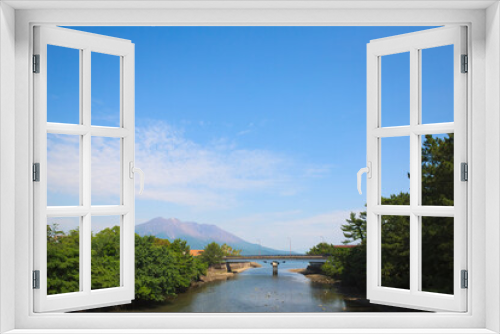 Fototapeta Naklejka Na Ścianę Okno 3D - 鹿児島市稲荷川河口から見た桜島
