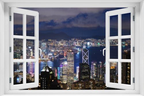 Fototapeta Naklejka Na Ścianę Okno 3D - Hong Kong city at night