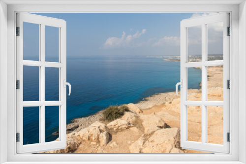 Fototapeta Naklejka Na Ścianę Okno 3D - Aerial view of coastline around Cape Greco, Cyprus.