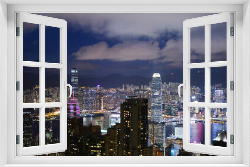 Fototapeta Naklejka Na Ścianę Okno 3D -  Hong Kong city night