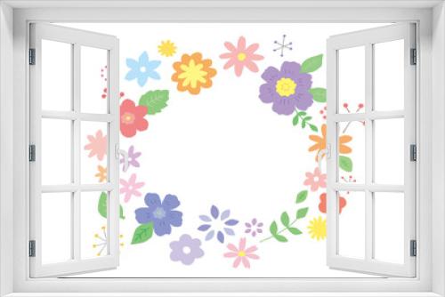 Fototapeta Naklejka Na Ścianę Okno 3D - 手描きの花のフレーム