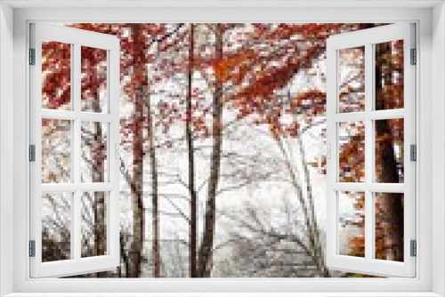 Fototapeta Naklejka Na Ścianę Okno 3D - Nebel am See | Herbst