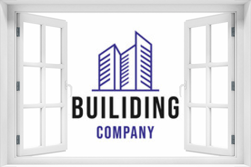 monoline building Logo emblem Icon. apartment Vector Modern Symbol. design architecture for Company and business