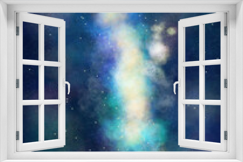 Fototapeta Naklejka Na Ścianę Okno 3D - Wallpaper Nebula space blue illustration